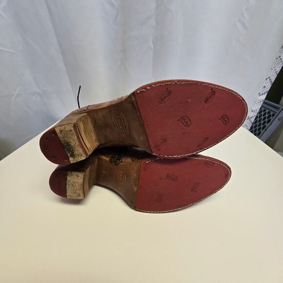 Bed|Stu Bia Tan Dip Dye Leather Ankle Boot Western Boho Festival Size 9 - Picture 6 of 12